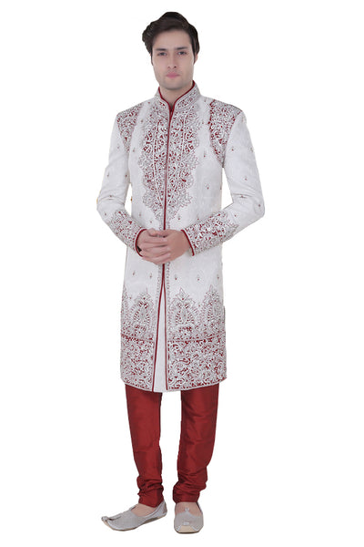 Sherwani (Custom Tailored) - (D.No.-1020-W) - FASHIONARM